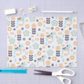 Papier Mousseline motif scandinave bleu jaune-orange d'art populaire (Artisanat)