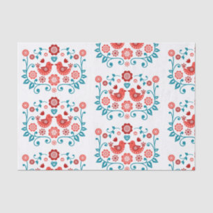 Papier Mousseline motif scandinave rouge et bleu de gens
