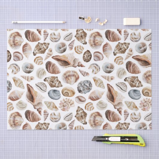 Papier Mousseline Motif Seashell (Artisanat)