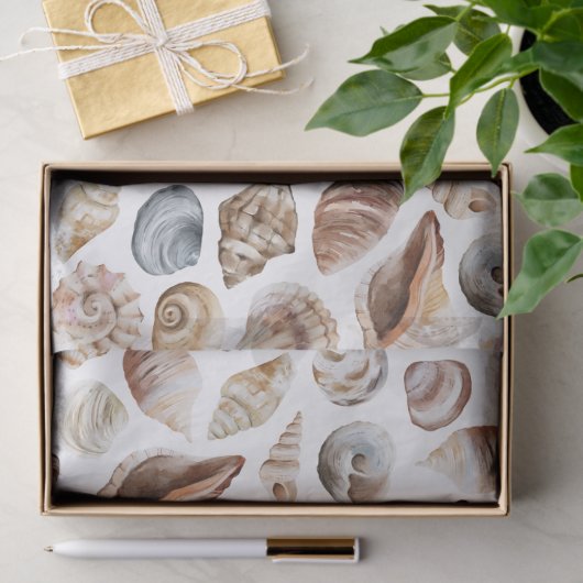 Papier Mousseline Motif Seashell (Cadeau)