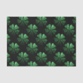 Papier Mousseline Motif Shamrock brillant vert foncé sur noir (Recto)