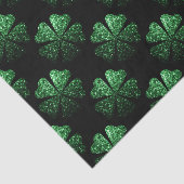 Papier Mousseline Motif Shamrock brillant vert foncé sur noir (Détail)
