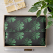 Papier Mousseline Motif Shamrock brillant vert foncé sur noir (Cadeau)