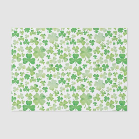 Papier Mousseline Motif Shamrock Jour de la Saint Patrick vert (Recto)