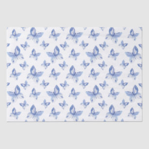 Papier Mousseline Motif simple à papillon bleu Watercolor
