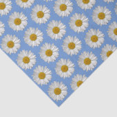 Papier Mousseline Motif simple blanc marguerite sur bleu (Détail)