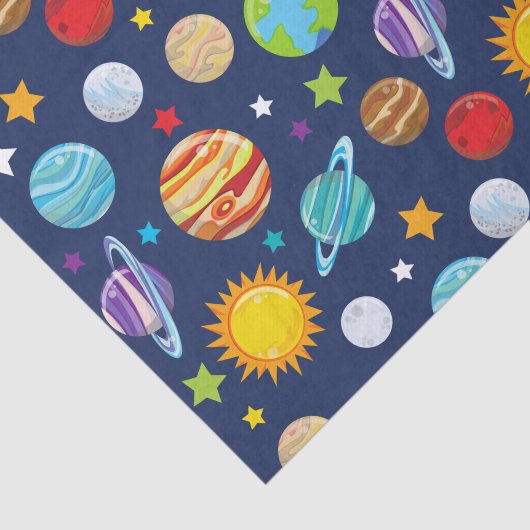 Papier Mousseline Motif spatial, Planètes, Étoiles, Cosmos, Galaxie (Détail)