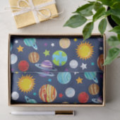 Papier Mousseline Motif spatial, Planètes, Étoiles, Cosmos, Galaxie (Cadeau)