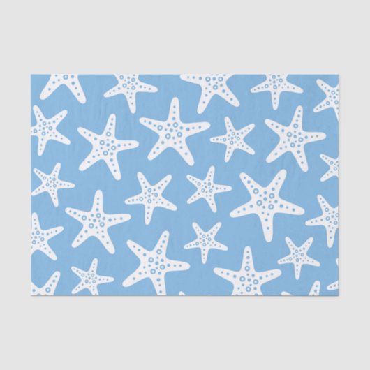 Papier Mousseline Motif Starfish Bleu (Recto)
