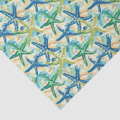 Papier Mousseline Motif Starfish Découpage bleu et vert (Détail)