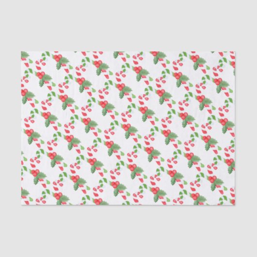 Papier Mousseline Motif Sucre de canne aquarelle - Noël (Recto)