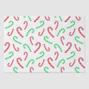 Papier Mousseline Motif Sucre de canne couleur rouge et vert
