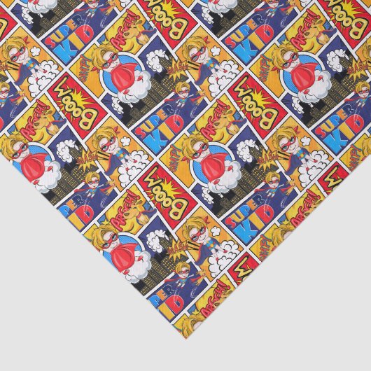 Papier Mousseline motif super-héros carrelé (Détail)
