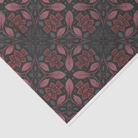 Papier Mousseline Motif symétrique complexe rose gris (Détail)