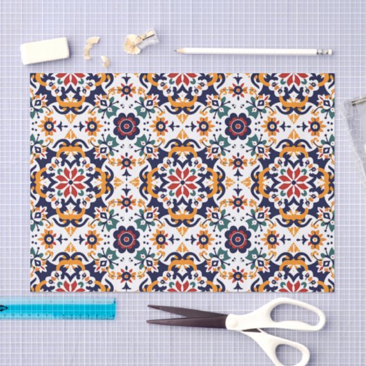 Papier Mousseline Motif Talavera mexicain (Artisanat)
