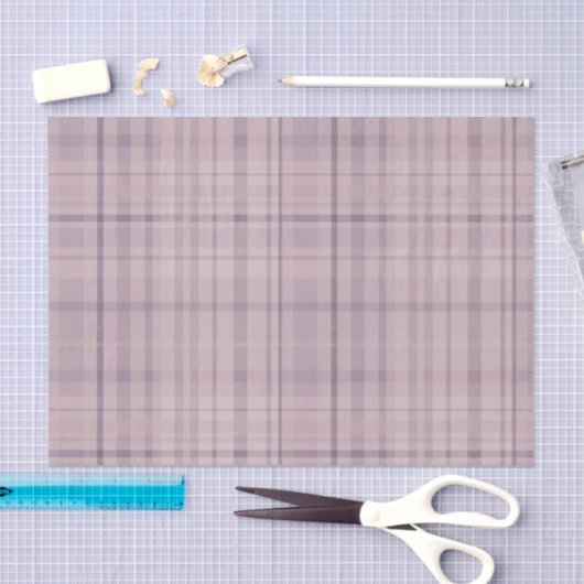 Papier Mousseline Motif Tartan rose mauve (Artisanat)