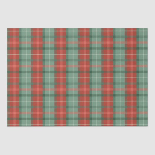 Papier Mousseline Motif tartan rouge et vert (Recto)