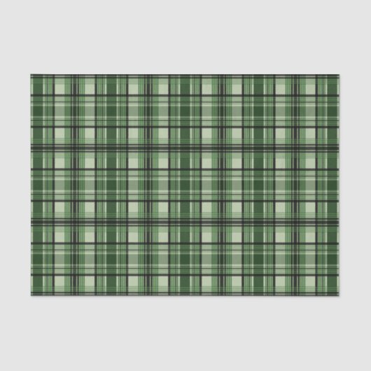Papier Mousseline Motif Tartan Vert Et Noir (Recto)