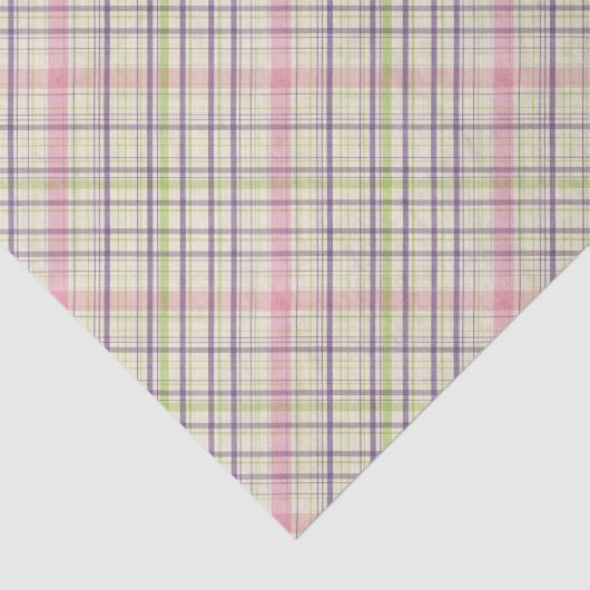 Papier Mousseline Motif Tartan vert violet violet rose (Détail)