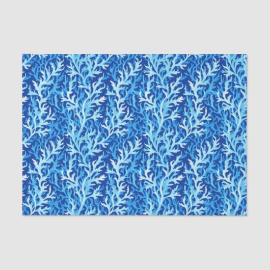 Papier Mousseline Motif textile du littoral d'algues bleues (Recto)