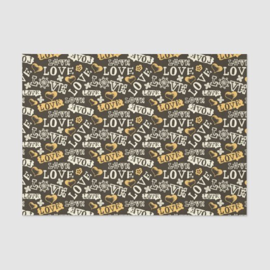 Papier Mousseline Motif tiré par la main d'amour (Recto)