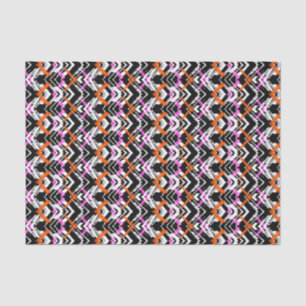 Papier Mousseline Motif tiré par la main noir, orange, et rose de