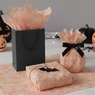 Papier Mousseline Motif Toile d'araignée Halloween Orange Blanc ID13