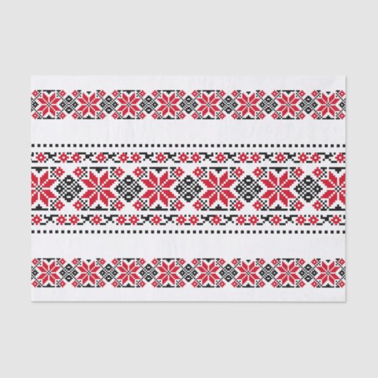 Papier Mousseline Motif traditionnel roumain "Les Etoiles" (Recto)