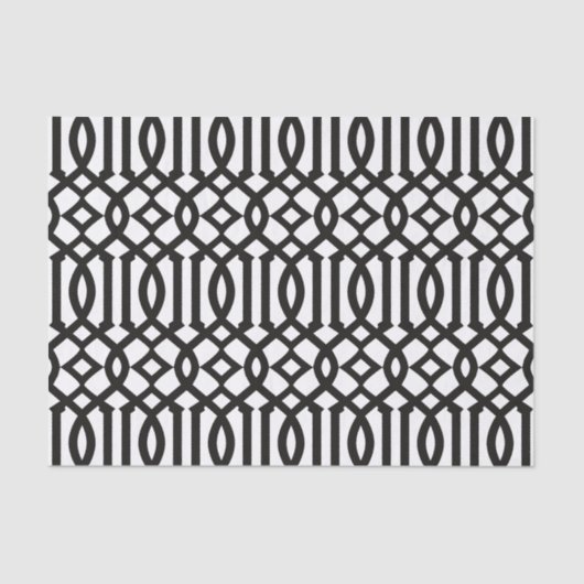 Papier Mousseline Motif Trellis marocain moderne noir et blanc (Recto)