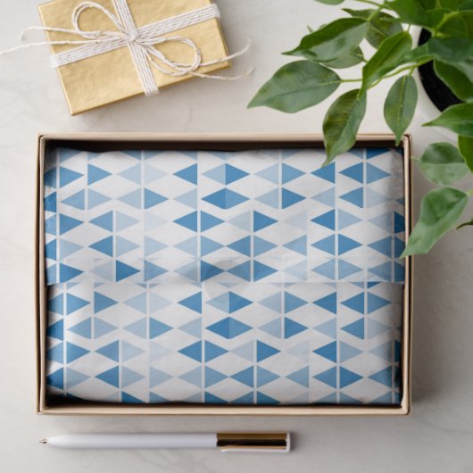 Papier Mousseline Motif triangle bleu (Cadeau)