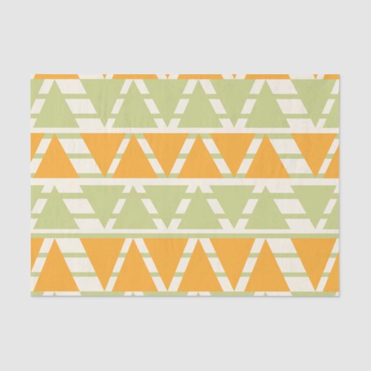 Papier Mousseline Motif triangle vert orange (Recto)
