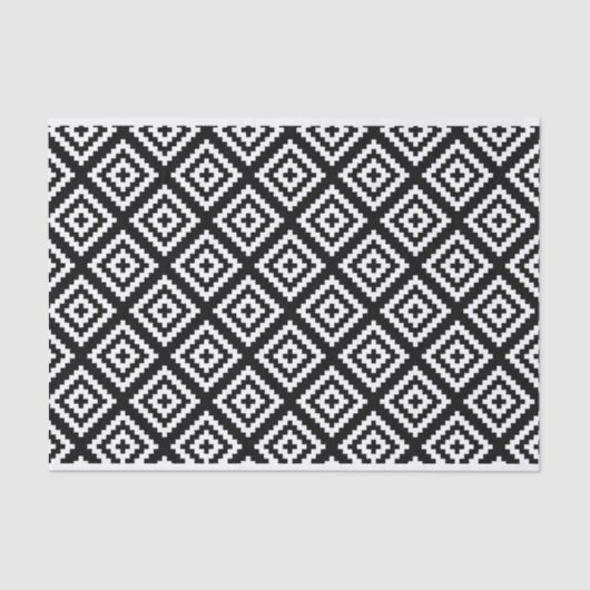 Papier Mousseline Motif tribal géométrique noir et blanc (Recto)