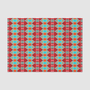 Papier Mousseline Motif tribal Rouge Turquoise Art découpage