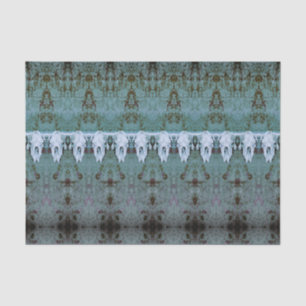 Papier Mousseline Motif tribal vintage Turquoise Taureau blanc crâne