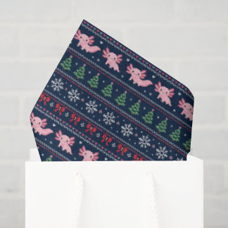 Papier Mousseline Motif tricoté de pull de Noël laid Axolotl Rétro