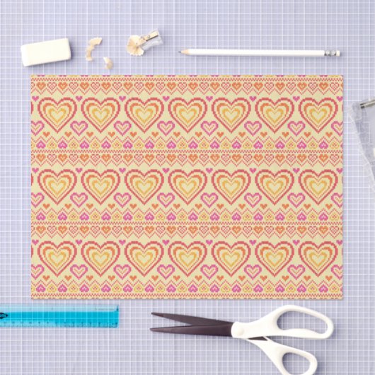Papier Mousseline Motif tricoté par Saint-Valentin (Artisanat)