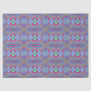 Papier Mousseline Motif Trippy Multicolore Bleu Ciel Ondulé