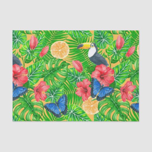 Papier Mousseline Motif tropical (Recto)