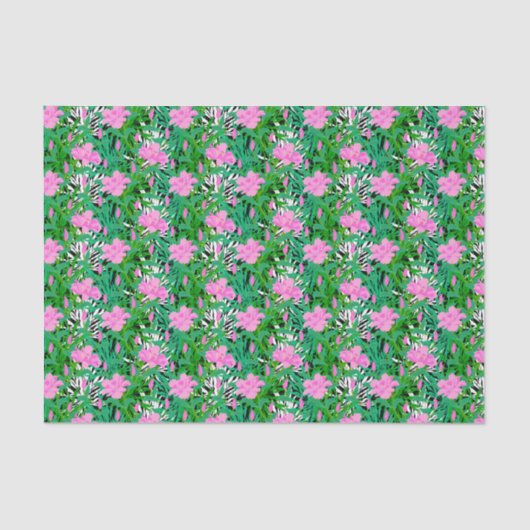 Papier Mousseline Motif tropical aux fleurs de la jungle (Recto)