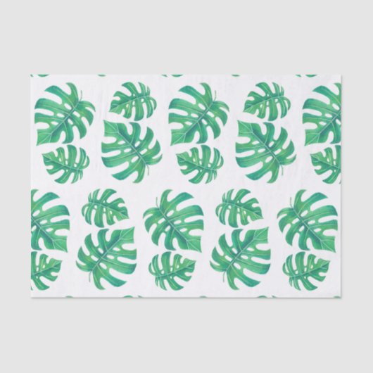 Papier Mousseline Motif tropical avec feuilles monstères (Recto)