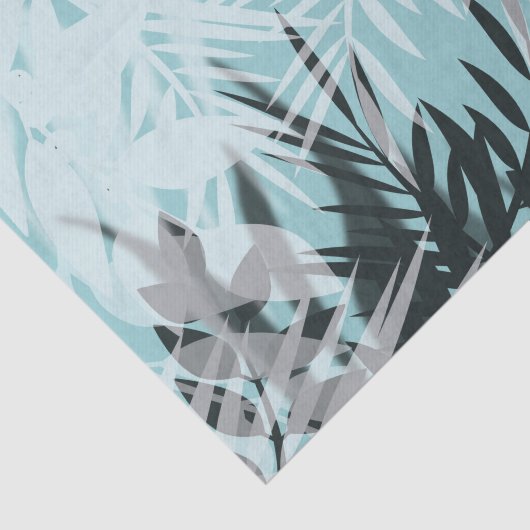 Papier Mousseline Motif tropical bleu clair (Détail)