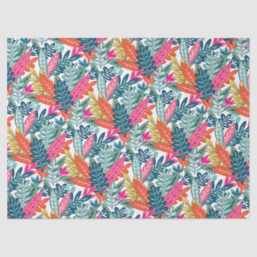 Papier Mousseline Motif tropical coloré moderne (Recto)