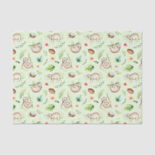 Papier Mousseline Motif tropical de paresse de noix de coco