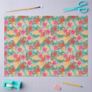 Papier Mousseline Motif Tropical Dessiné à la Main Crabs Citrons Hib