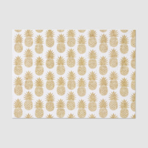 Papier Mousseline Motif tropical élégant d'ananas d'or blanc