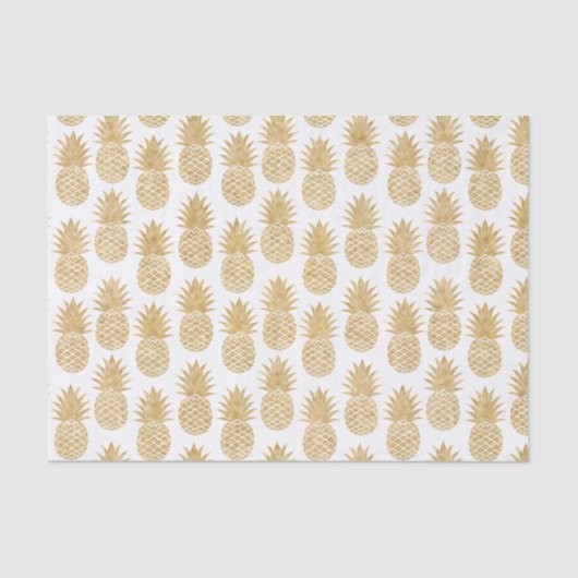 Papier Mousseline Motif tropical élégant d'ananas d'or blanc (Recto)