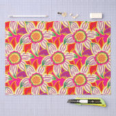 Papier Mousseline Motif Tropical Flower Rose Orange Main Tirée (Artisanat)