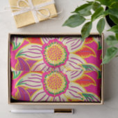 Papier Mousseline Motif Tropical Flower Rose Orange Main Tirée (Cadeau)