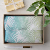 Papier Mousseline Motif tropical jaune turquoise moderne de palmiers (Cadeau)