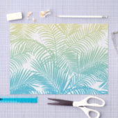 Papier Mousseline Motif tropical jaune turquoise moderne de palmiers (Artisanat)